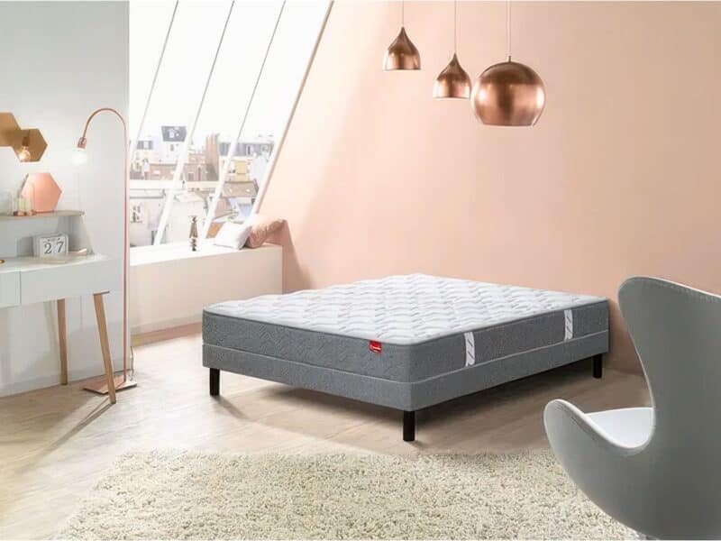 Matelas gris Vitafoam base décoration chambre rose couche mousse ferme soutien