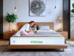 Matelas Vitafoam base bois chambre scandinave déco minimaliste confort sommeil profond Madagascar