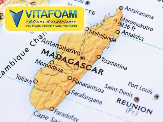 Carte Madagascar présence nationale Vitafoam livraison matelas dans toutes les régions